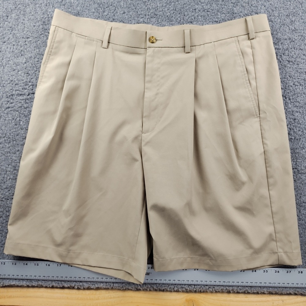 PGA Tour Shorts Mens 38 Pleated Tan Golf Performance EUC